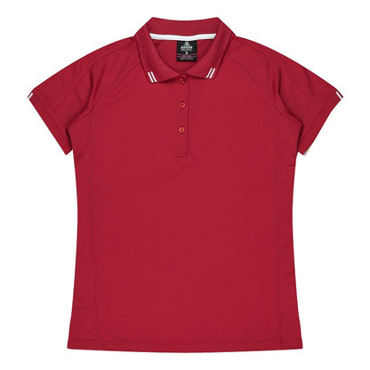 Aussie Pacific N2308 Flinders Lady Polos - Red/White - Front View