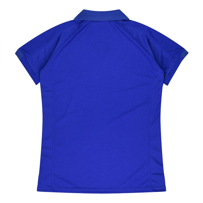 Aussie Pacific N2308 Flinders Lady Polos - Royal Blue/White - Back View