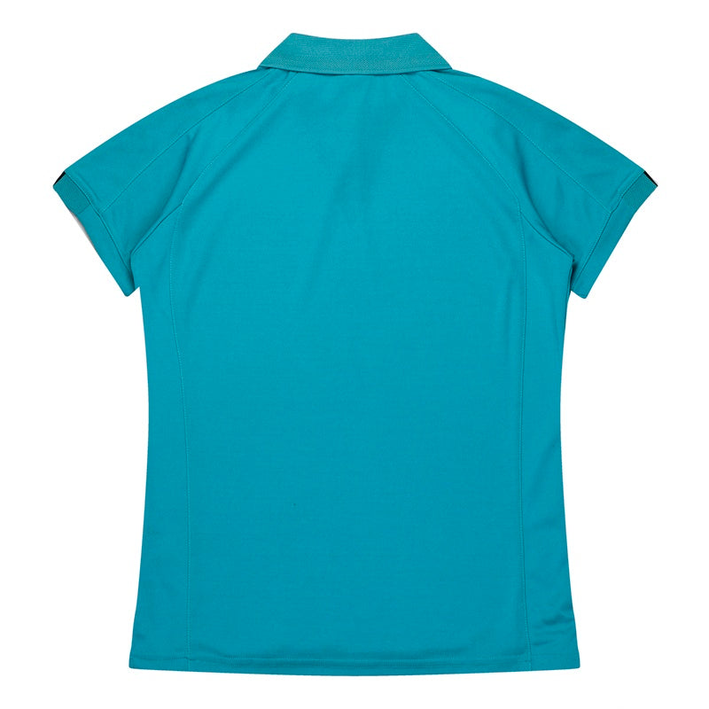 Aussie Pacific N2308 Flinders Lady Polos - Teal/Black - Back View