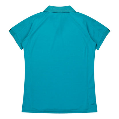 Aussie Pacific N2308 Flinders Lady Polos - Teal/Black - Back View