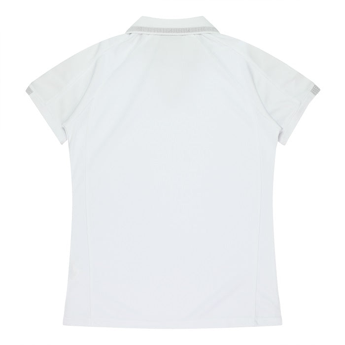 Aussie Pacific N2308 Flinders Lady Polos - White/Black - Back View