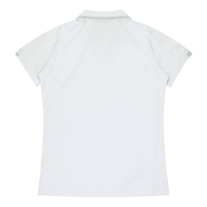 Aussie Pacific N2308 Flinders Lady Polos - White/Black - Back View