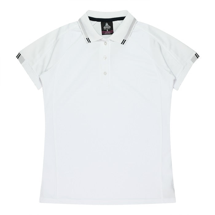 Aussie Pacific N2308 Flinders Ladies Polo White/Black