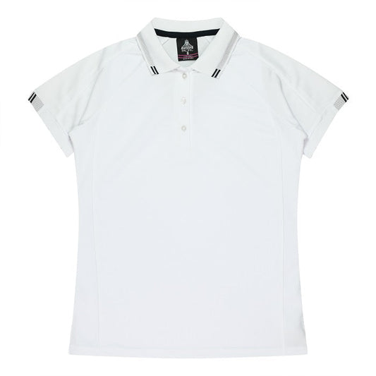 Aussie Pacific N2308 Flinders Ladies Polo White/Black