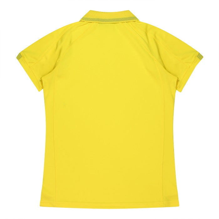 Aussie Pacific N2308 Flinders Lady Polos - Canary Yellow/Black - Back View