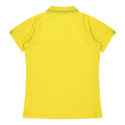 Aussie Pacific N2308 Flinders Lady Polos - Canary Yellow/Black - Back View
