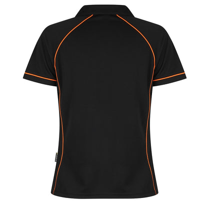 Aussie Pacific N2310 Endeavour Ladies Polo - Black/Orange - Back View