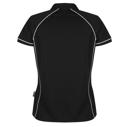 Aussie Pacific N2310 Endeavour Ladies Polo - Black/White - Back View