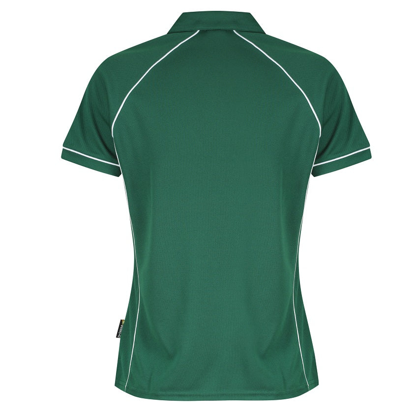Aussie Pacific N2310 Endeavour Ladies Polo - Bottle Green/White - Back View
