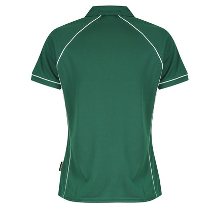 Aussie Pacific N2310 Endeavour Ladies Polo - Bottle Green/White - Back View