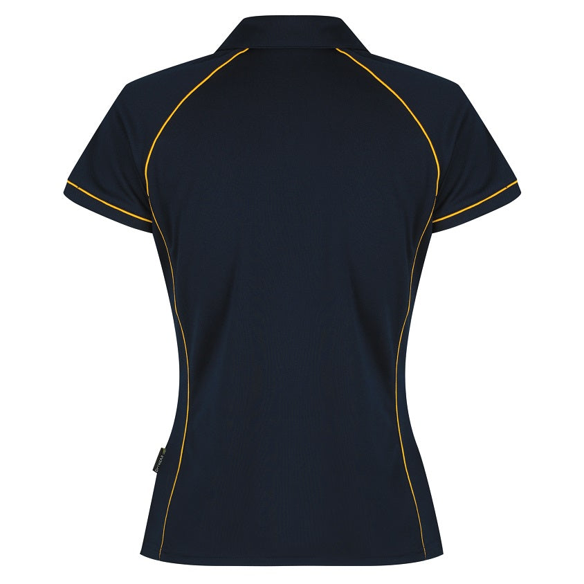 Aussie Pacific N2310 Endeavour Ladies Polo - Navy/Gold - Back View