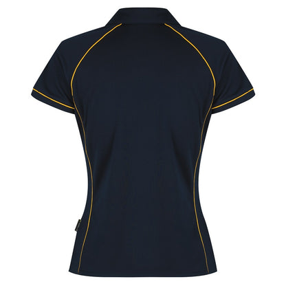 Aussie Pacific N2310 Endeavour Ladies Polo - Navy/Gold - Back View
