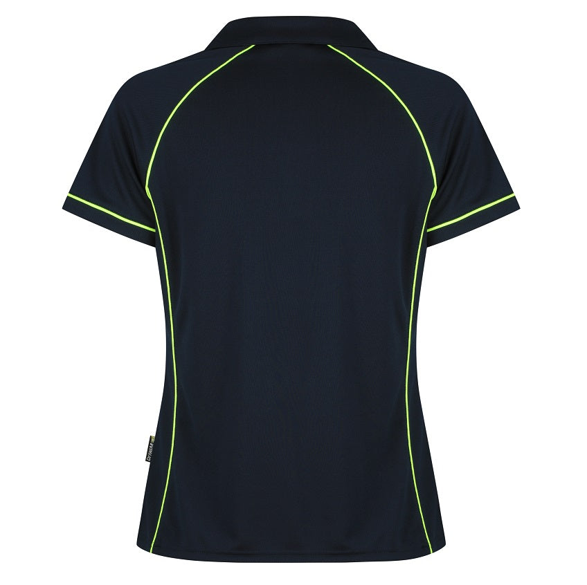 Aussie Pacific N2310 Endeavour Ladies Polo - Navy/Green - Back View