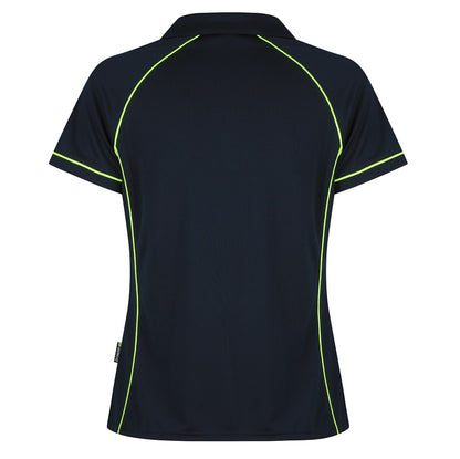 Aussie Pacific N2310 Endeavour Ladies Polo - Navy/Green - Back View