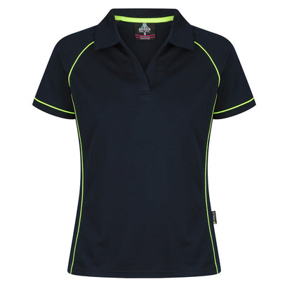Aussie Pacific N2310 Endeavour Ladies Polo - Navy/Green - Front View