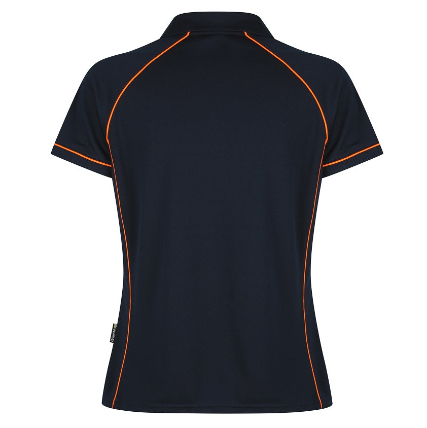Aussie Pacific N2310 Endeavour Ladies Polo - Navy/Orange - Back View