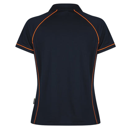 Aussie Pacific N2310 Endeavour Ladies Polo - Navy/Orange - Back View