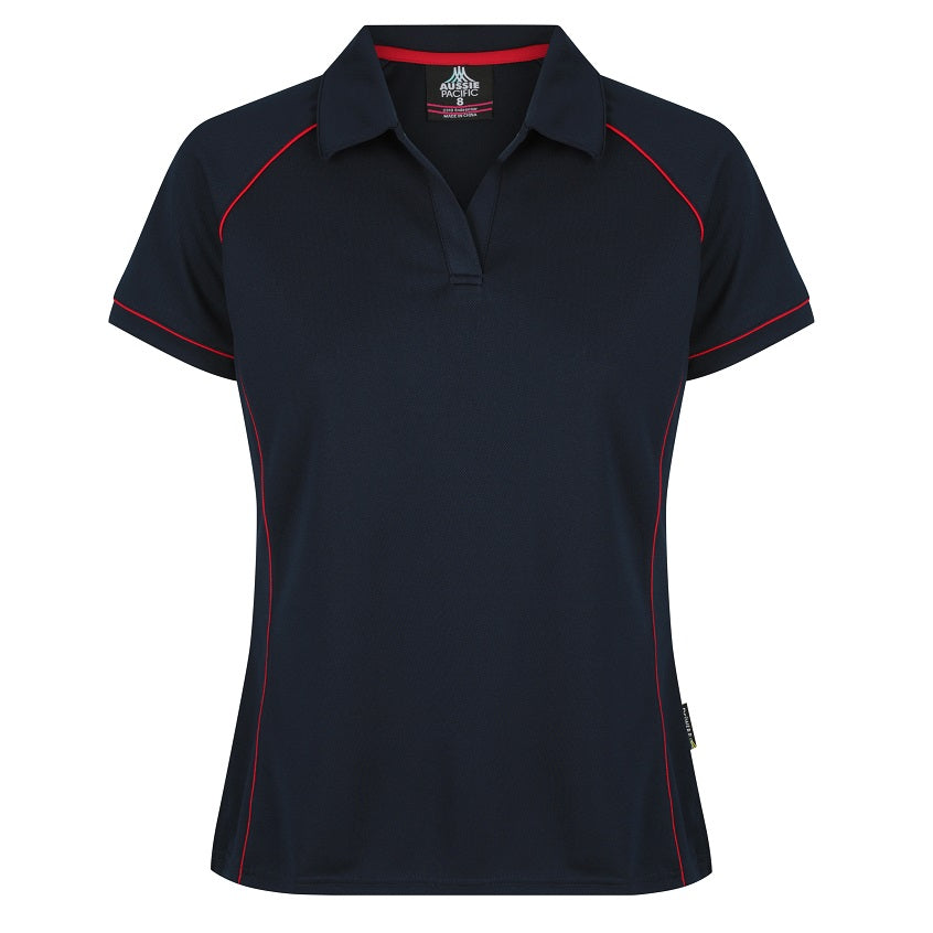 Aussie Pacific N2310 Endeavour Ladies Polo - Navy/Red - Front View
