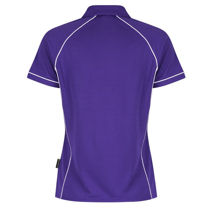 Aussie Pacific N2310 Endeavour Ladies Polo - Purple/White - Back View