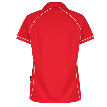 Aussie Pacific N2310 Endeavour Ladies Polo Red/White - Back view