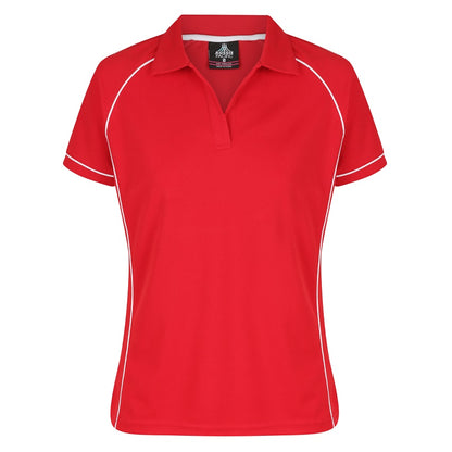 Aussie Pacific N2310 Endeavour Ladies Polo - Red/White - Front View