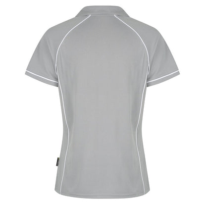Aussie Pacific N2310 Endeavour Ladies Polo Silver/White - Back view