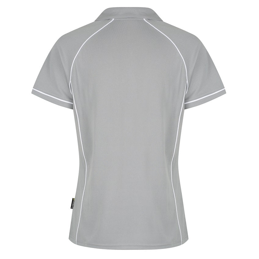 Aussie Pacific N2310 Endeavour Ladies Polo - Silver/White - Back View