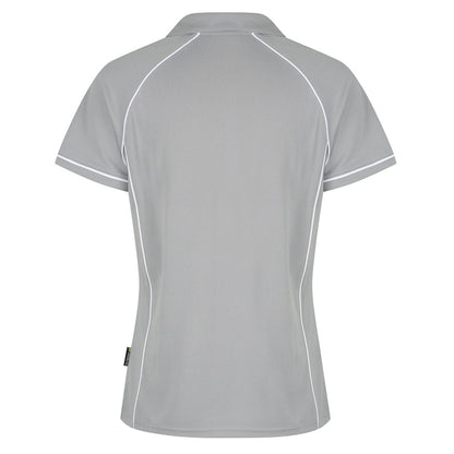 Aussie Pacific N2310 Endeavour Ladies Polo - Silver/White - Back View