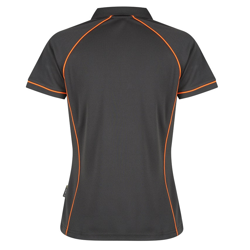 Aussie Pacific N2310 Endeavour Ladies Polo - Slate/Orange - Back View