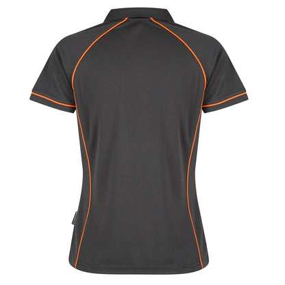 Aussie Pacific N2310 Endeavour Ladies Polo - Slate/Orange - Back View