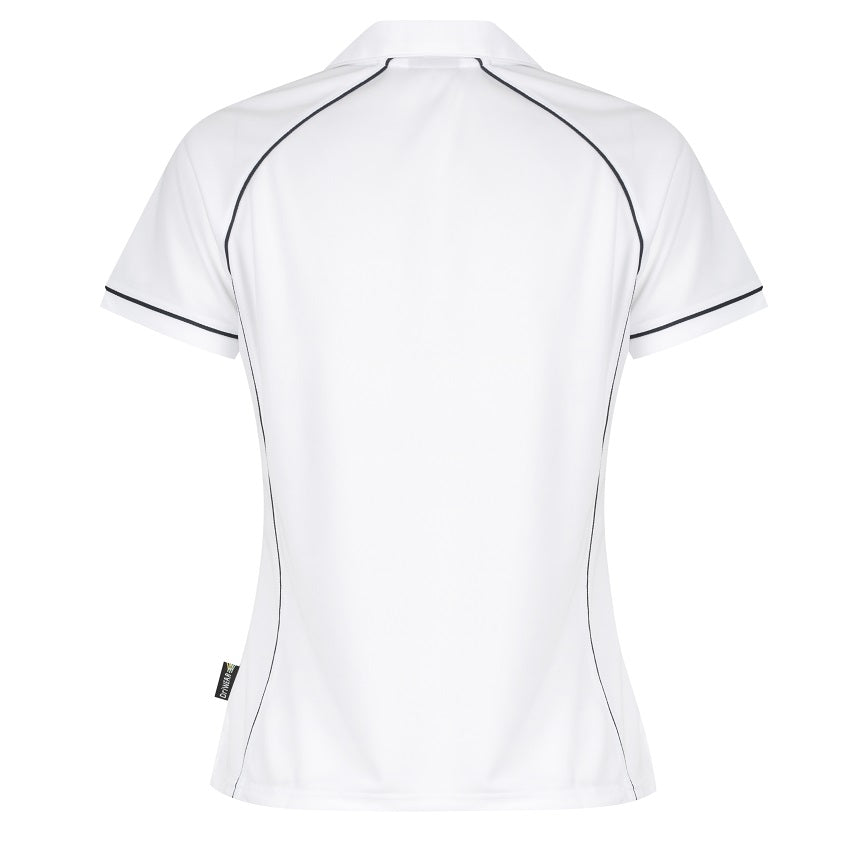 Aussie Pacific N2310 Endeavour Ladies Polo - White/Navy - Back View