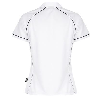 Aussie Pacific N2310 Endeavour Ladies Polo - White/Navy - Back View