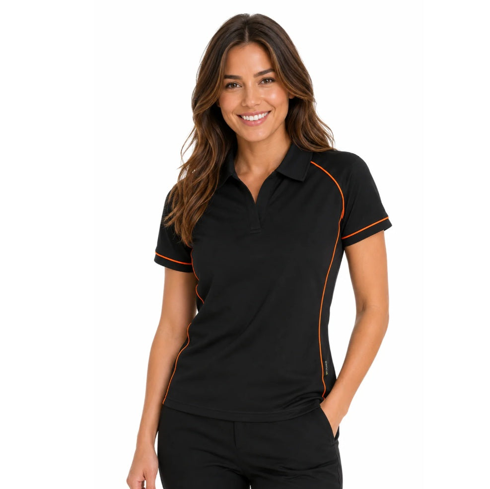 Aussie Pacific N2310 Endeavour Ladies Polo - Black/Orange - Lifestyle