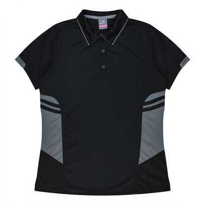 Aussie Pacific N2311 Tasman Ladies Polo Black/Ash