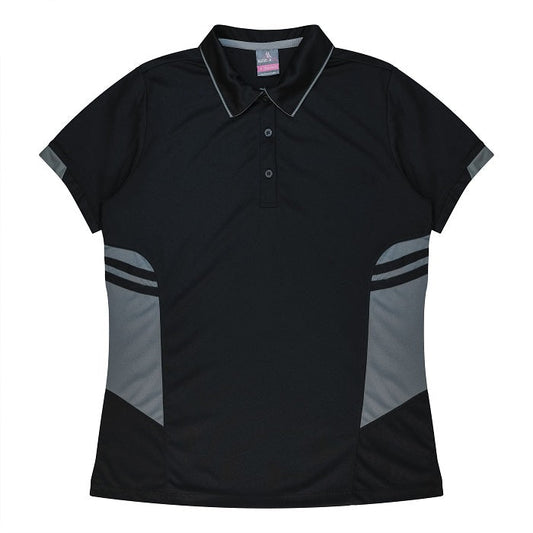 Aussie Pacific N2311 Tasman Ladies Polo Black/Ash