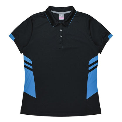 Aussie Pacific N2311 Tasman Ladies Polo Black/Cyan