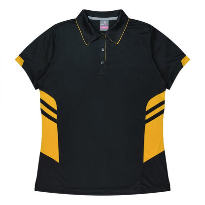 Aussie Pacific N2311 Tasman Ladies Polo Black/Gold