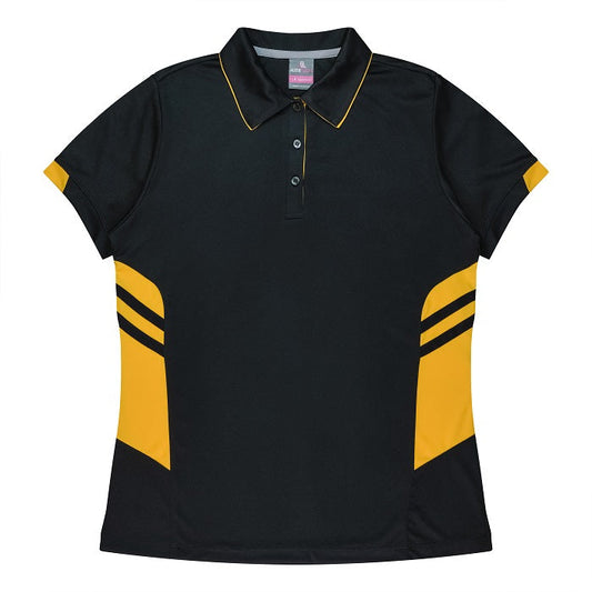 Aussie Pacific N2311 Tasman Ladies Polo Black/Gold