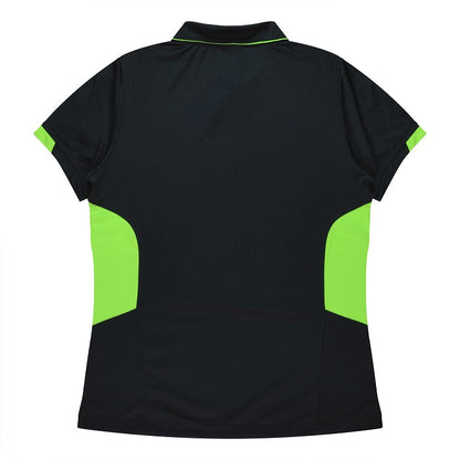 Aussie Pacific N2311 Tasman Ladies Polo Black/Neon Green