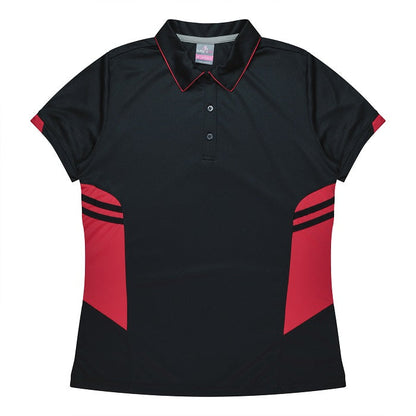 Aussie Pacific N2311 Tasman Ladies Polo Black/Red