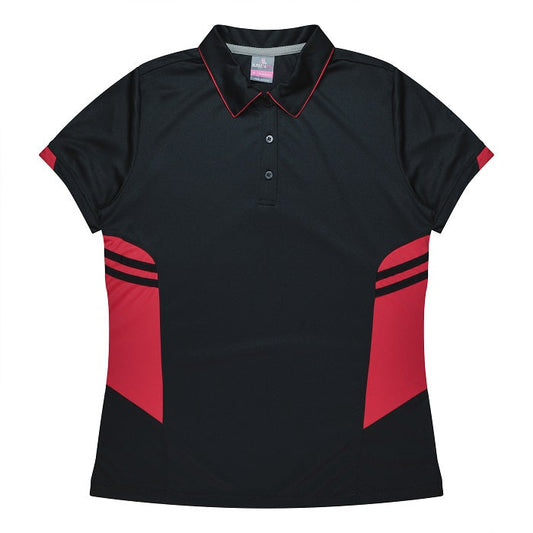 Aussie Pacific N2311 Tasman Ladies Polo Black/Red