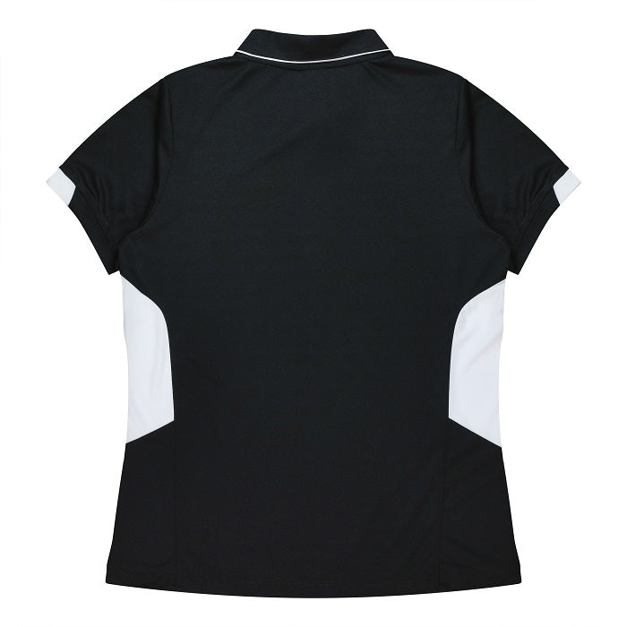 Aussie Pacific N2311 Tasman Ladies Polo - Black/White - Back View