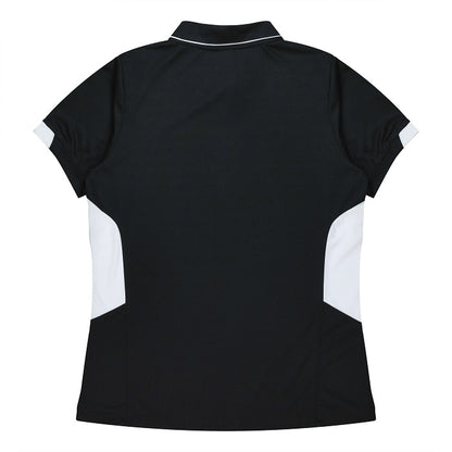Aussie Pacific N2311 Tasman Ladies Polo - Black/White - Back View