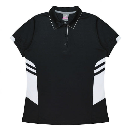 Aussie Pacific N2311 Tasman Ladies Polo Black/White