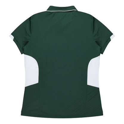 Aussie Pacific N2311 Tasman Ladies Polo - Bottle Green/White - Back View
