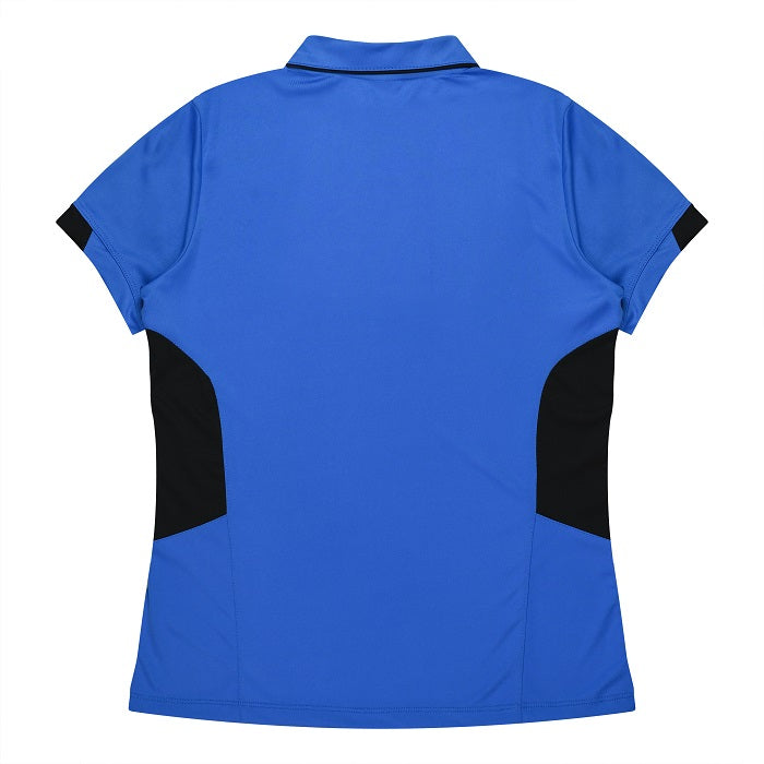 Aussie Pacific N2311 Tasman Ladies Polo - Cyan/Black - Back View