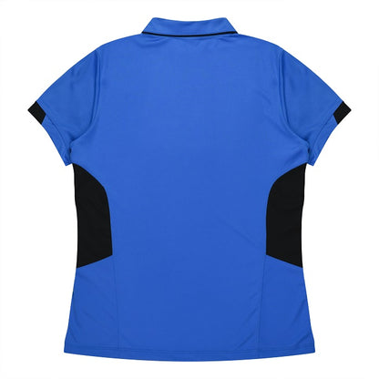 Aussie Pacific N2311 Tasman Ladies Polo - Cyan/Black - Back View