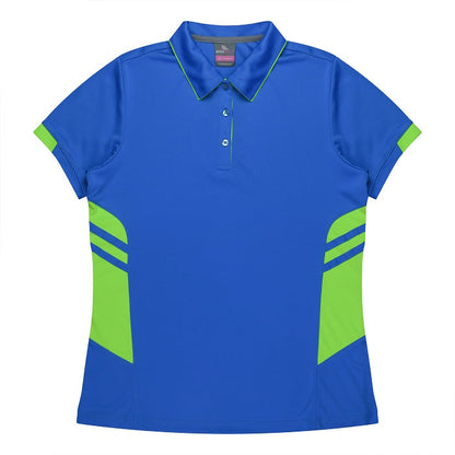 Aussie Pacific N2311 Tasman Ladies Polo Cyan/Neon Green