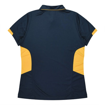 Aussie Pacific N2311 Tasman Ladies Polo - Navy/Gold - Back View