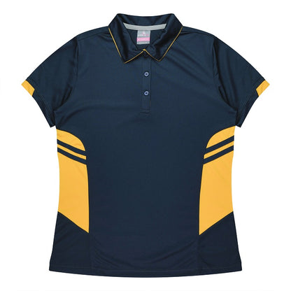 Aussie Pacific N2311 Tasman Ladies Polo - Navy/Gold - Front View